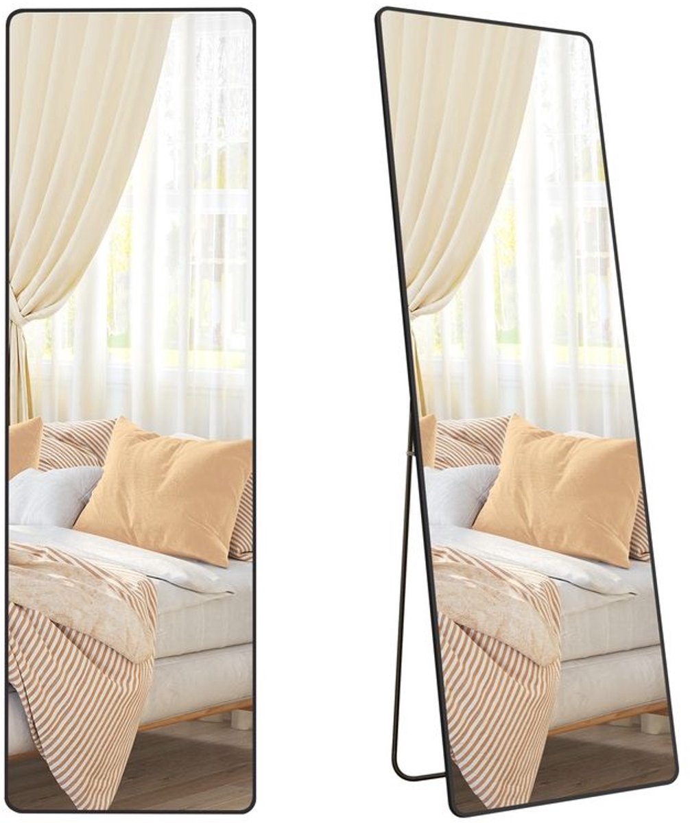 Spiegel Staand - Passpiegel  met Veiligheidsglas – Zwart