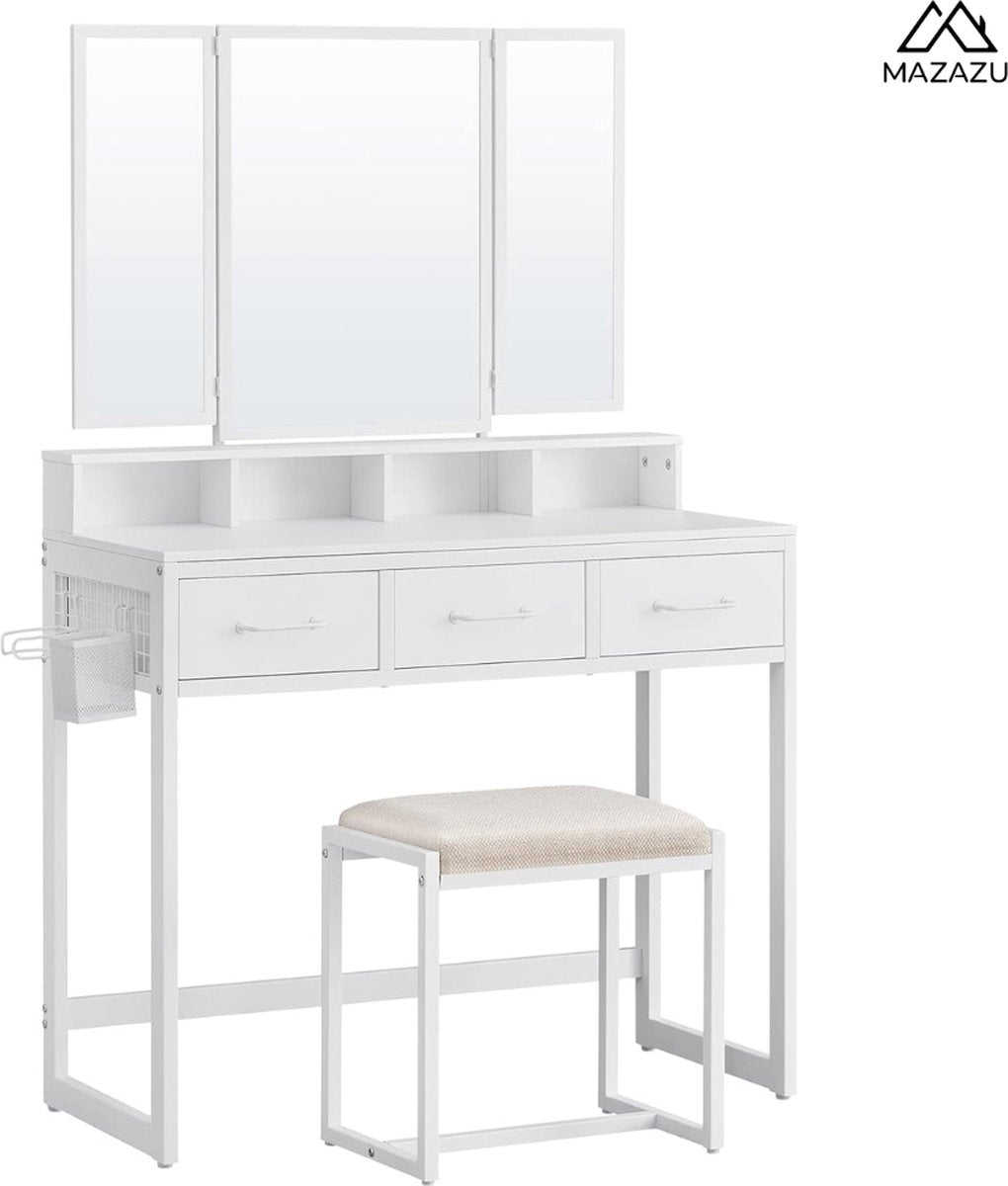 MAZAZU Industriële kaptafel wit Victoria