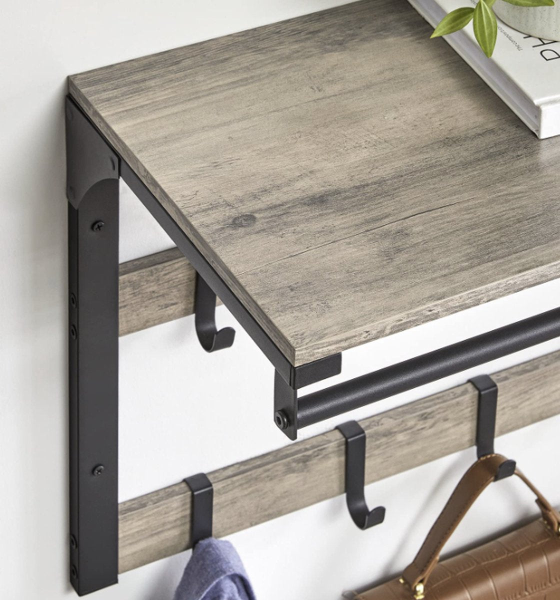 MAZAZU Industriele Wandkapstok Grijs/Zwart Pyralon