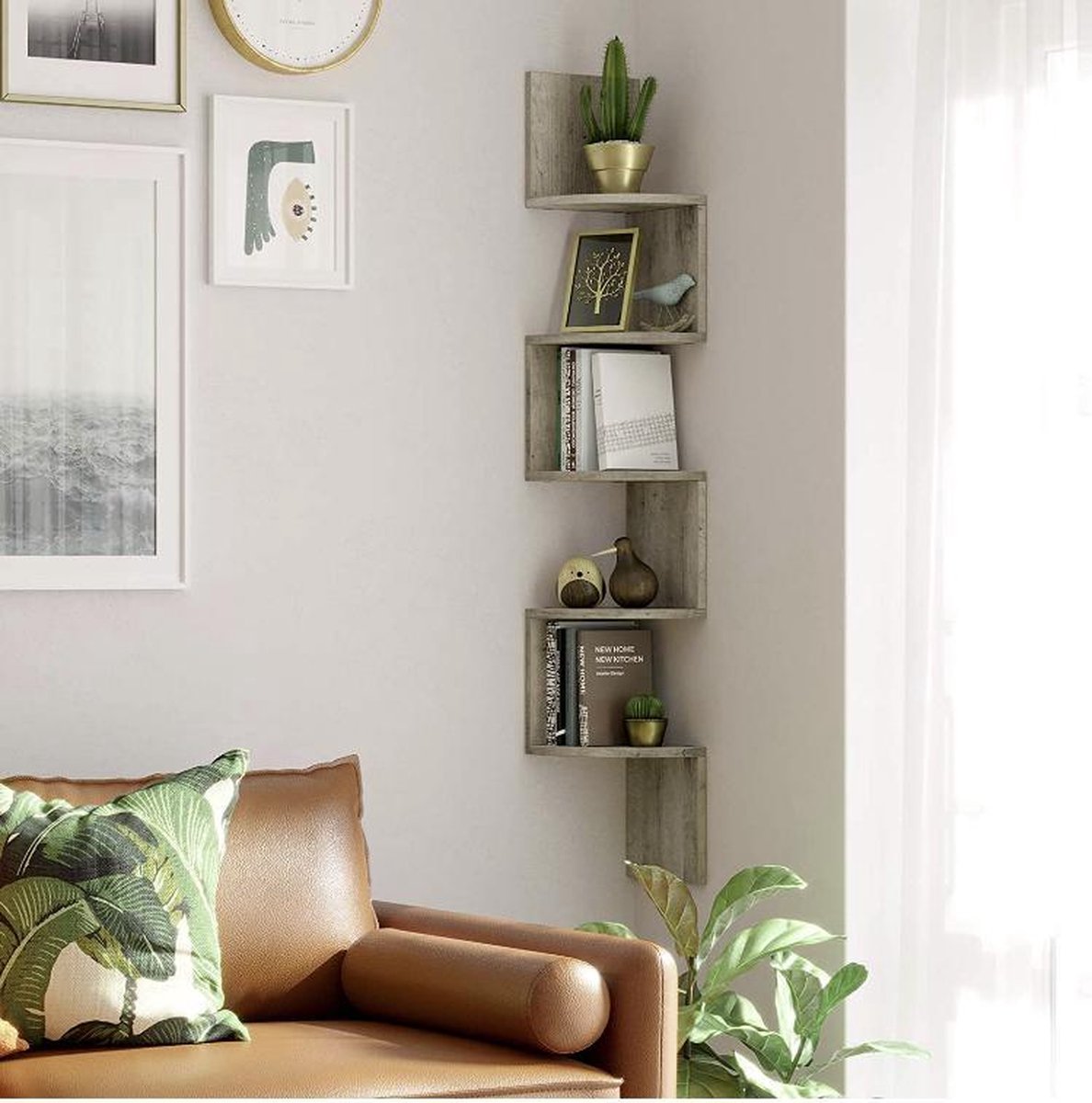 MAZAZU Hoekwandplank Grijs Artemis