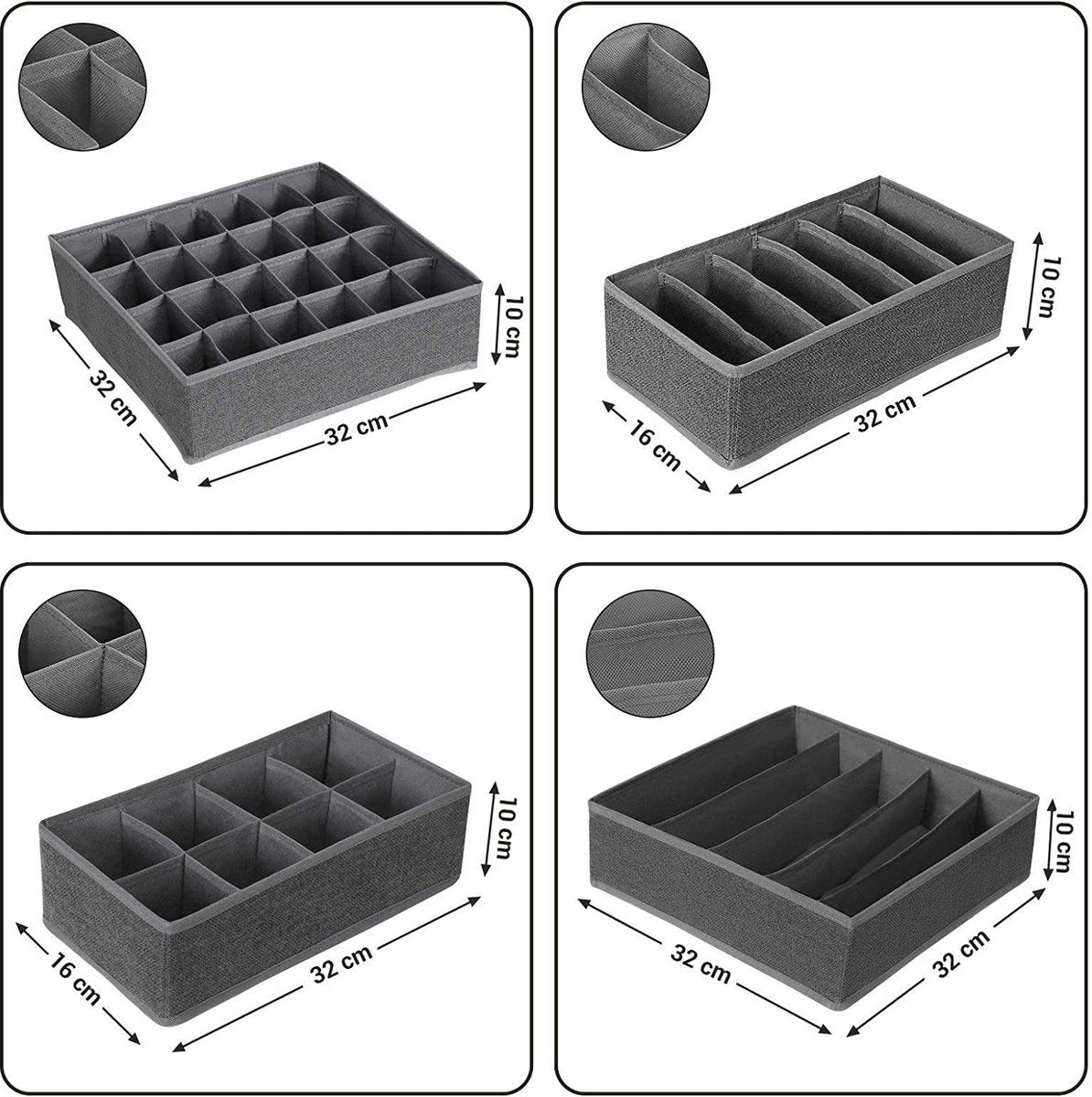 MAZAZU Lade-organizer - Donkergrijs - Vliesstof - Melissa ‎32x32x10