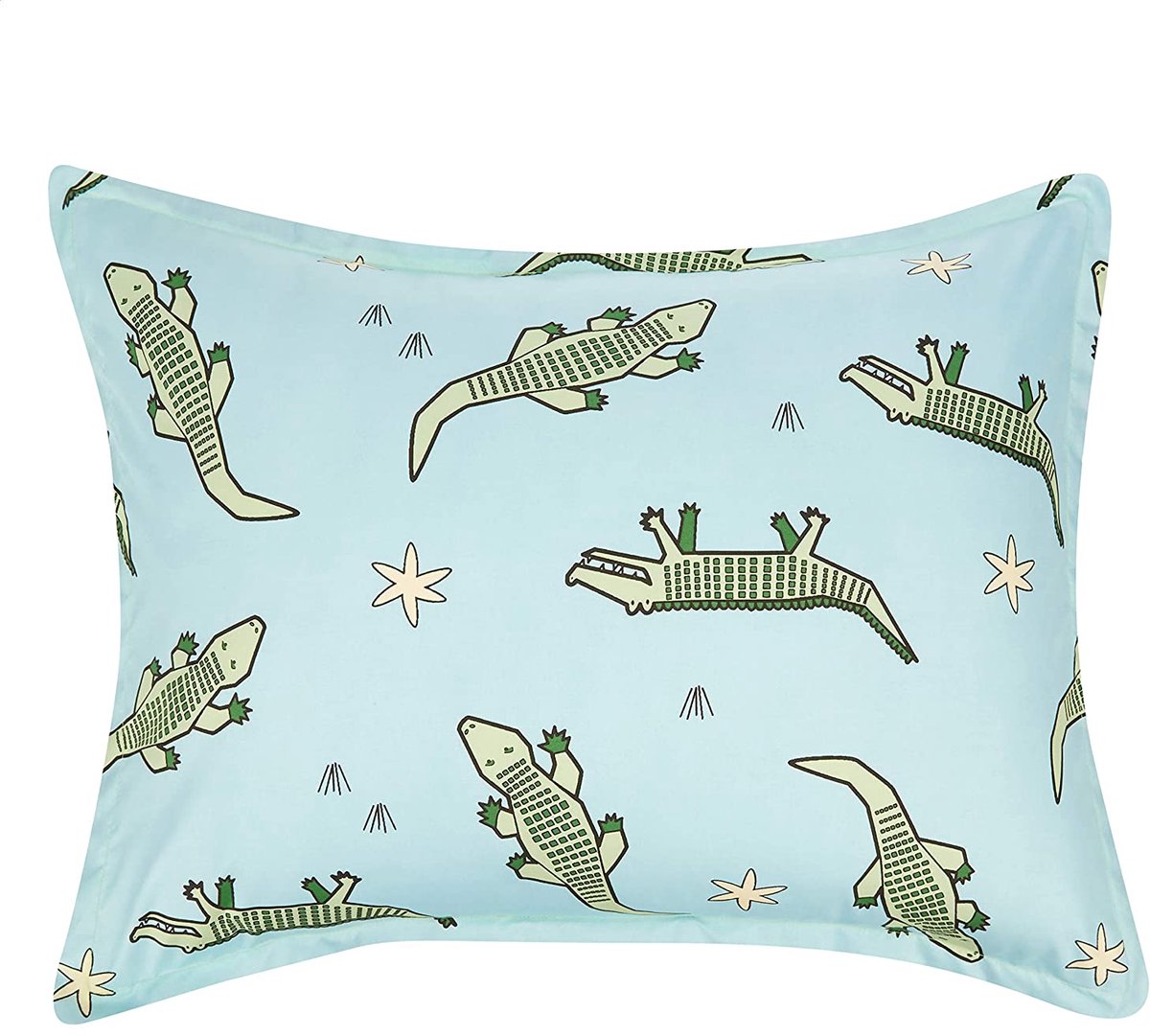 MAZAZU Kinderdekbedovertrek Set - Krokodillen Print - Blauw