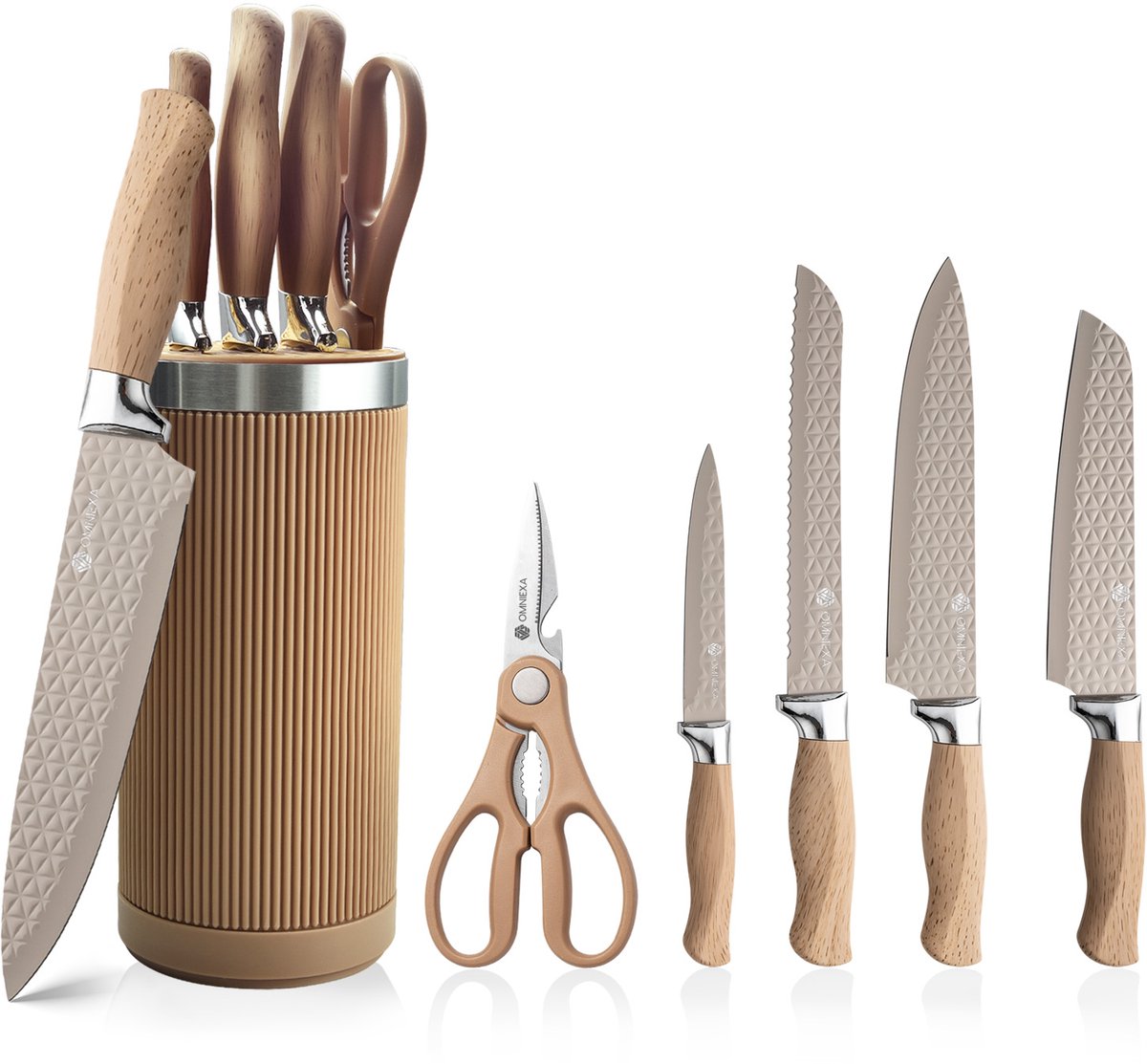 OMNIEXA 6-Delig RVS Messenset - Houtlook - Melyra