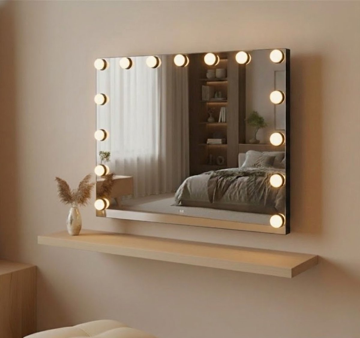 Hollywood Spiegel Zwart LED 58cm