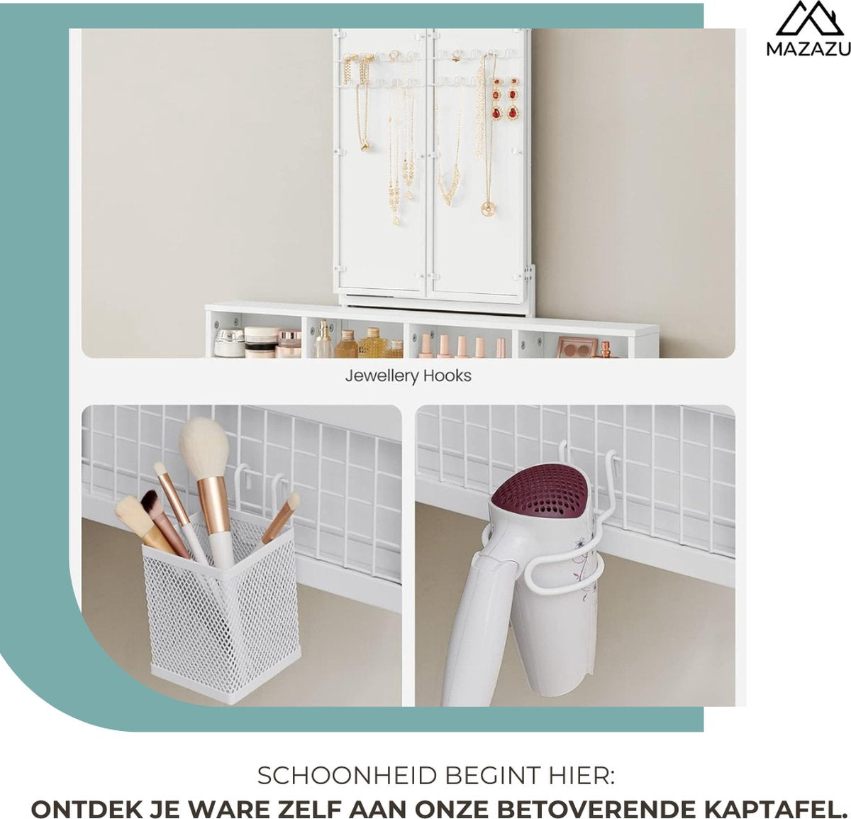 MAZAZU Industriële kaptafel wit Victoria