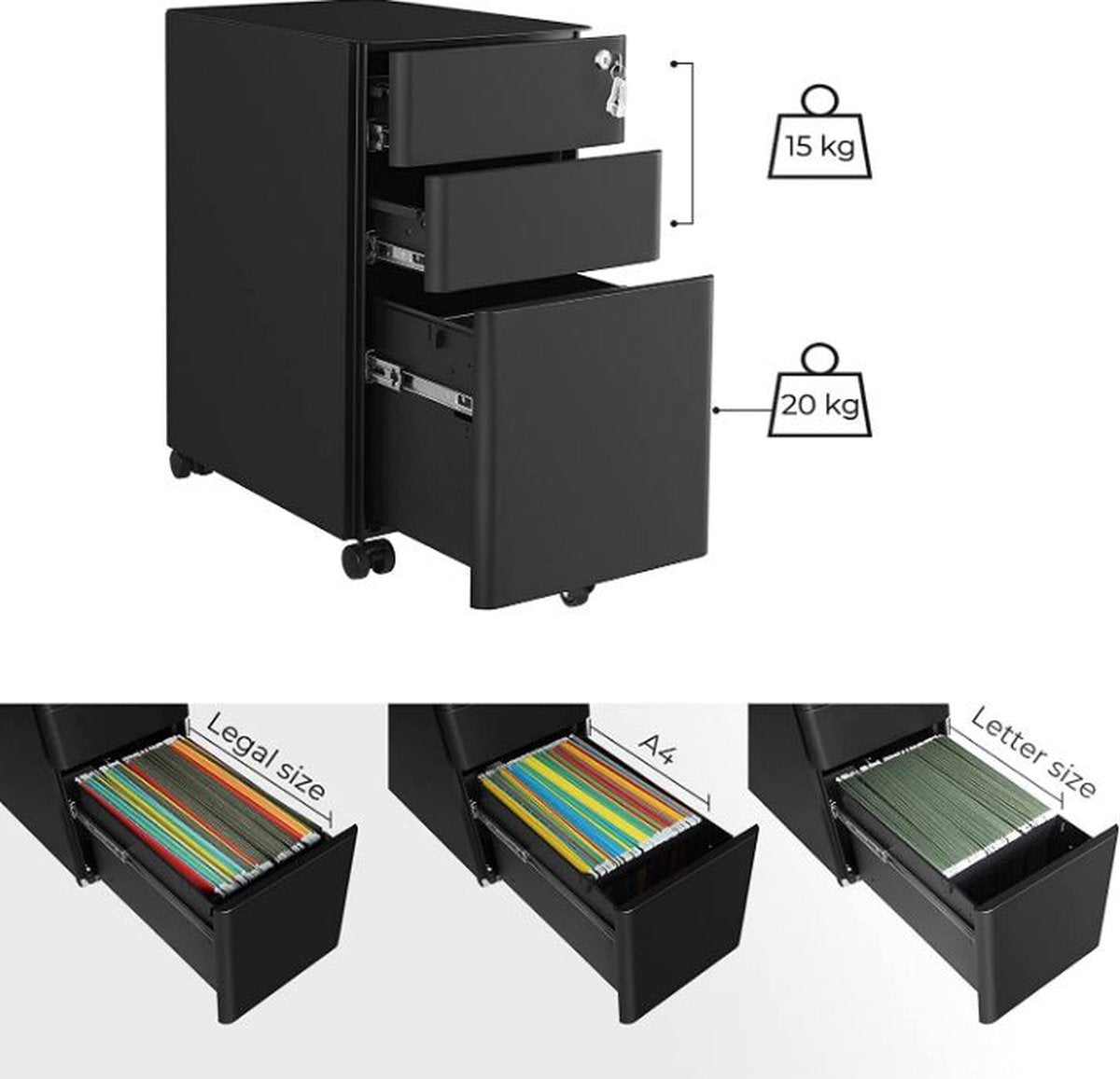 MAZAZU Archiefkast zwart Arvandel