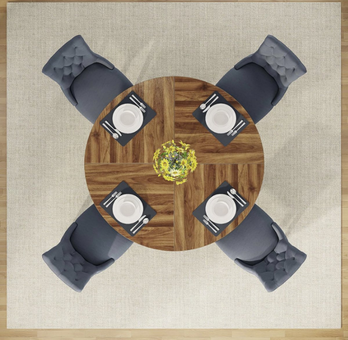 Tribesigns Eettafel rond - Houten Keukentafel Jasmine