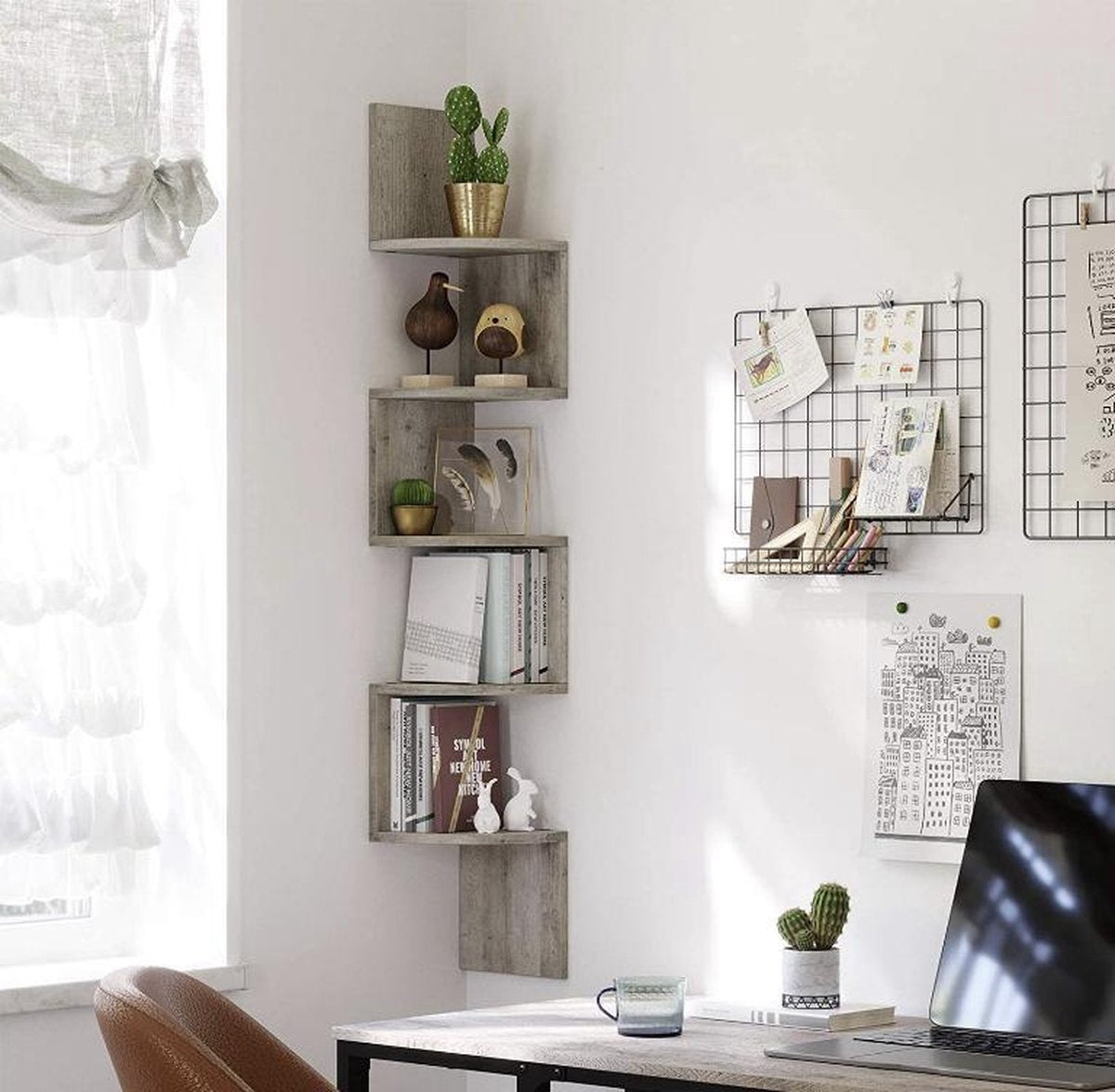 MAZAZU Hoekwandplank Grijs Artemis