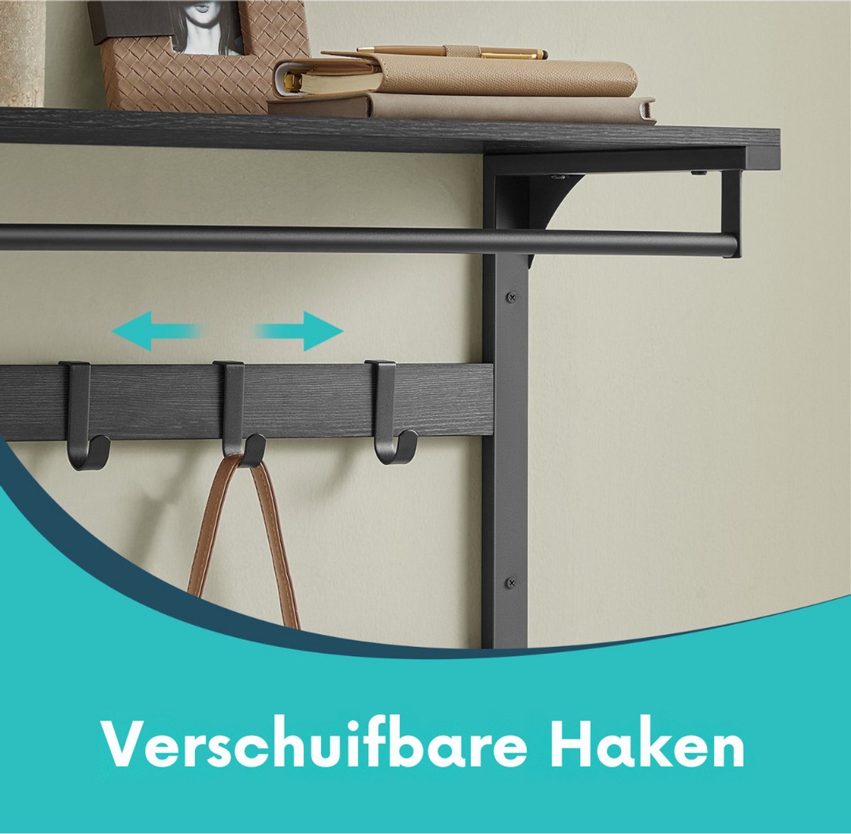 MAZAZU Industriele Wandkapstok Zwart Pyralon