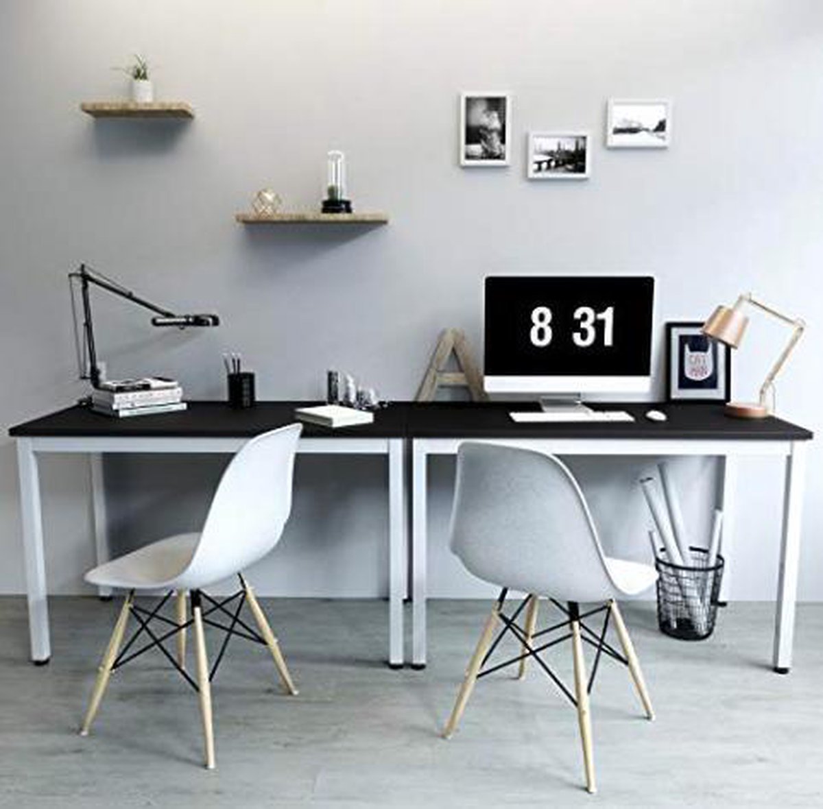 MAZAZU Industriele Computertafel zwart/wit Lioraen