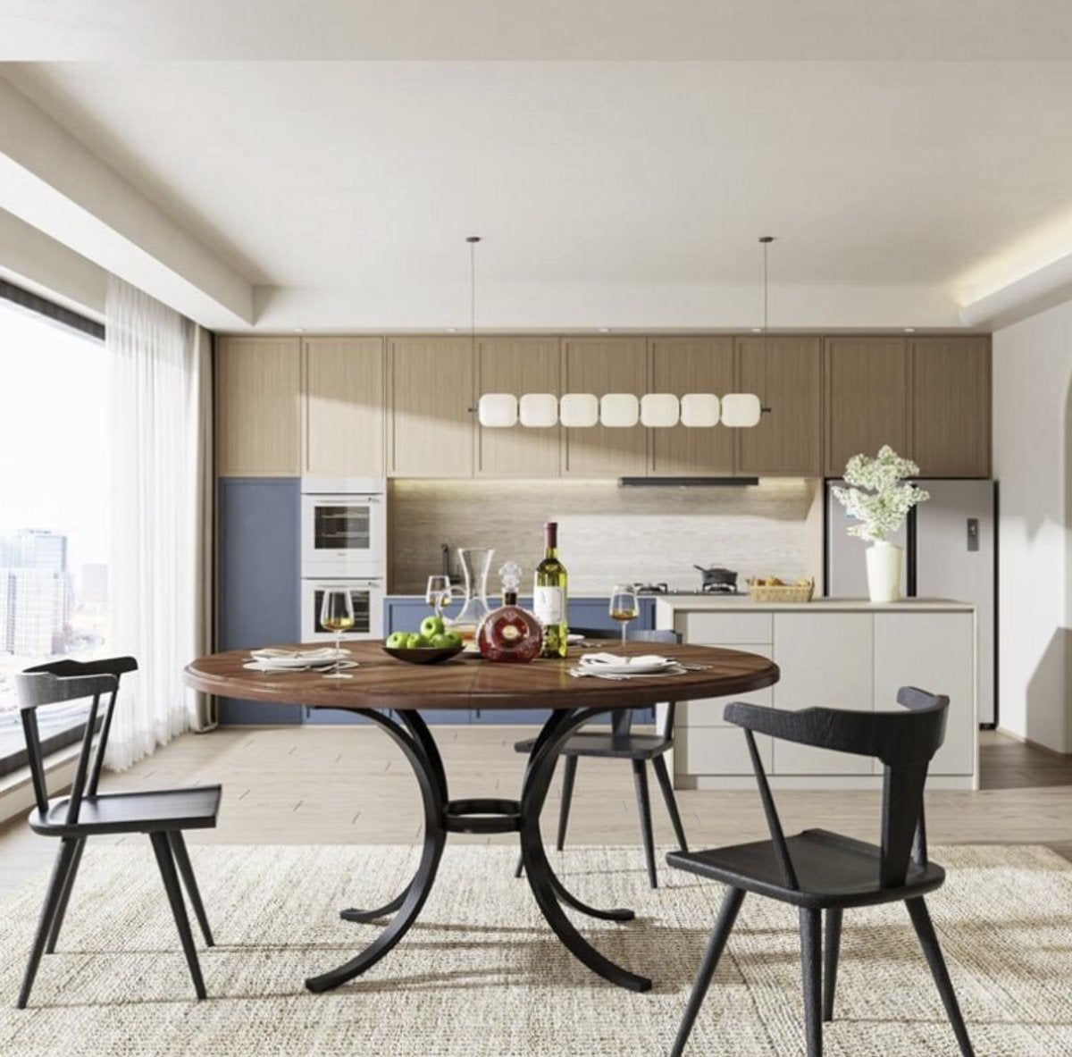 Tribesigns Houten Eettafel - Bruin/Zwart - Jovira