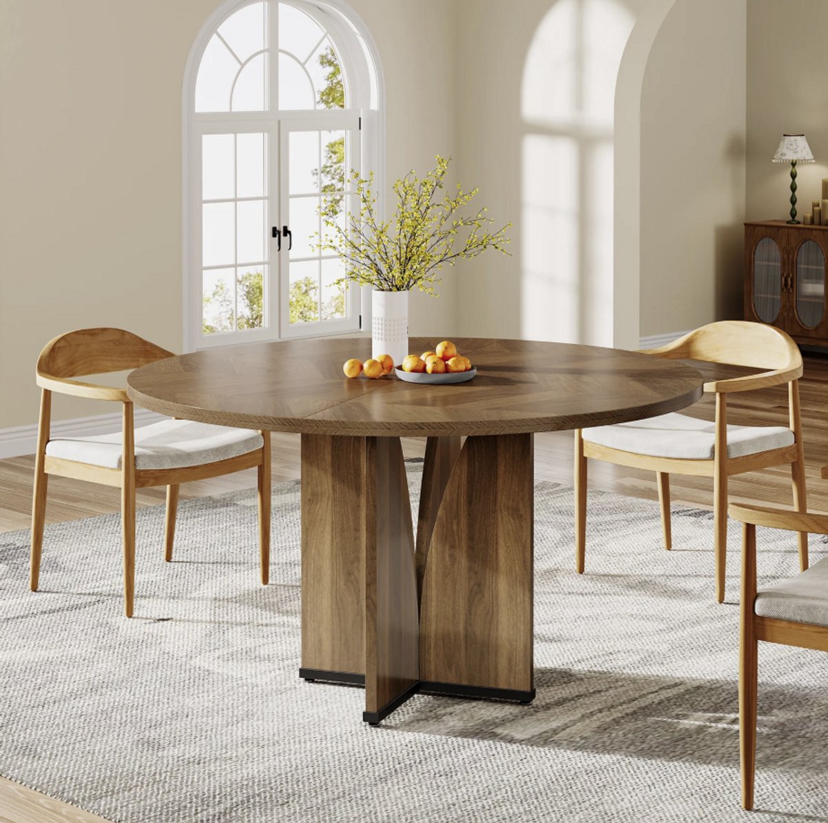 Tribesigns Eettafel rond - Houten Keukentafel Jasmira