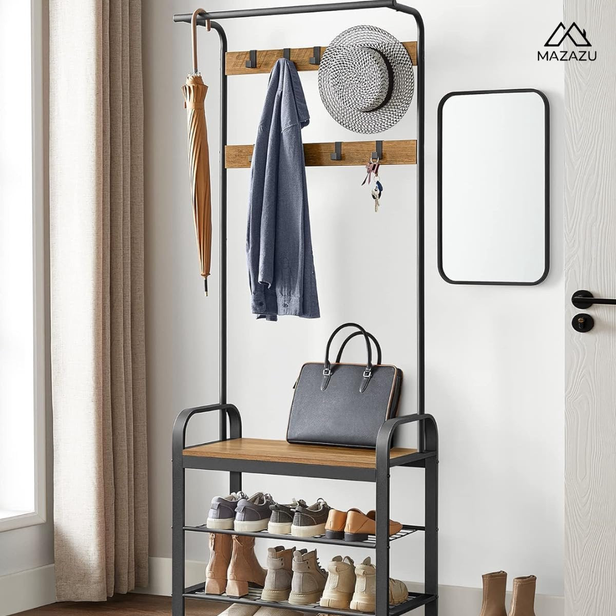 MAZAZU Staande Kapstok neutraal/Zwart Qelyndor