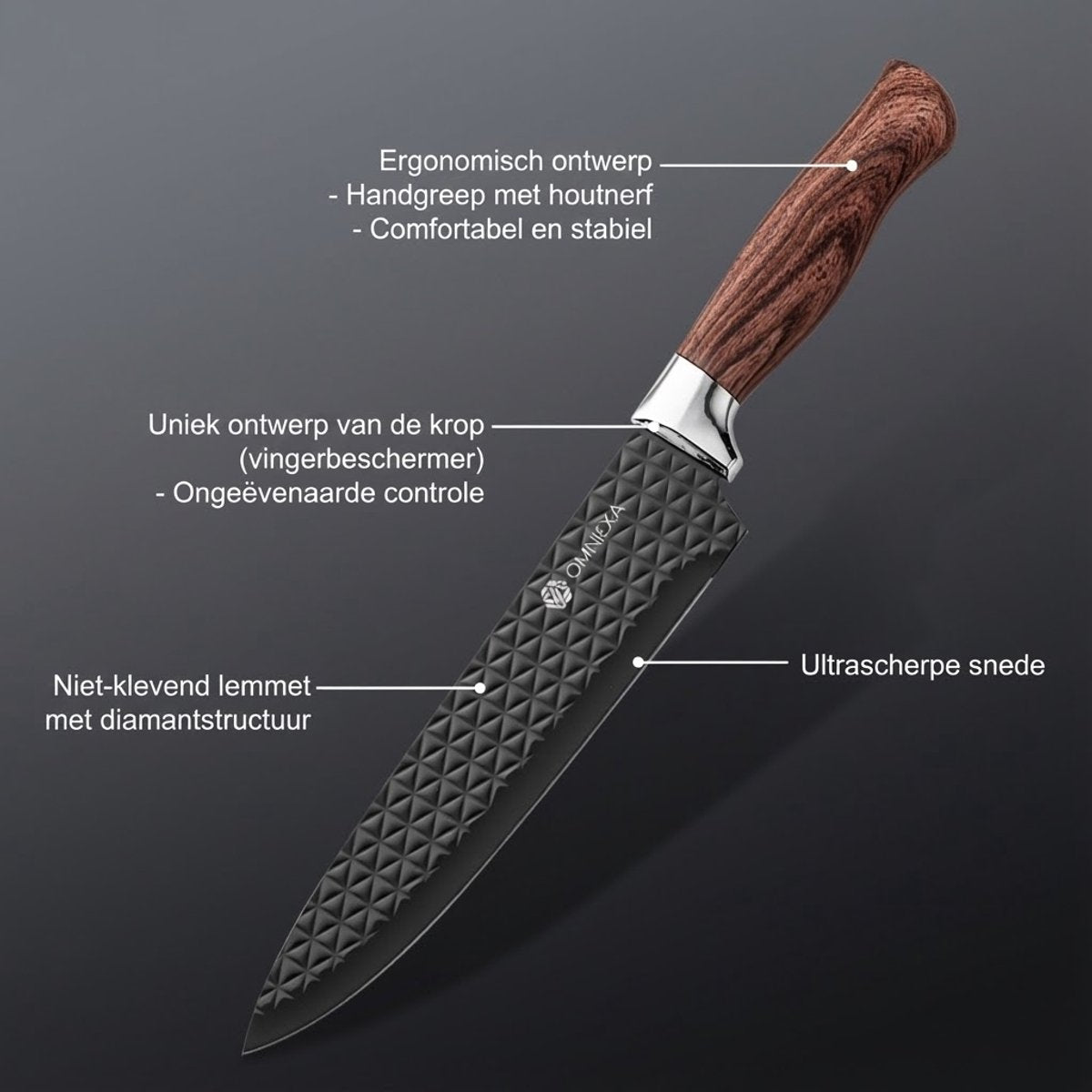 OMNIEXA 6-Delig RVS Messenset - Zwart - Melyra