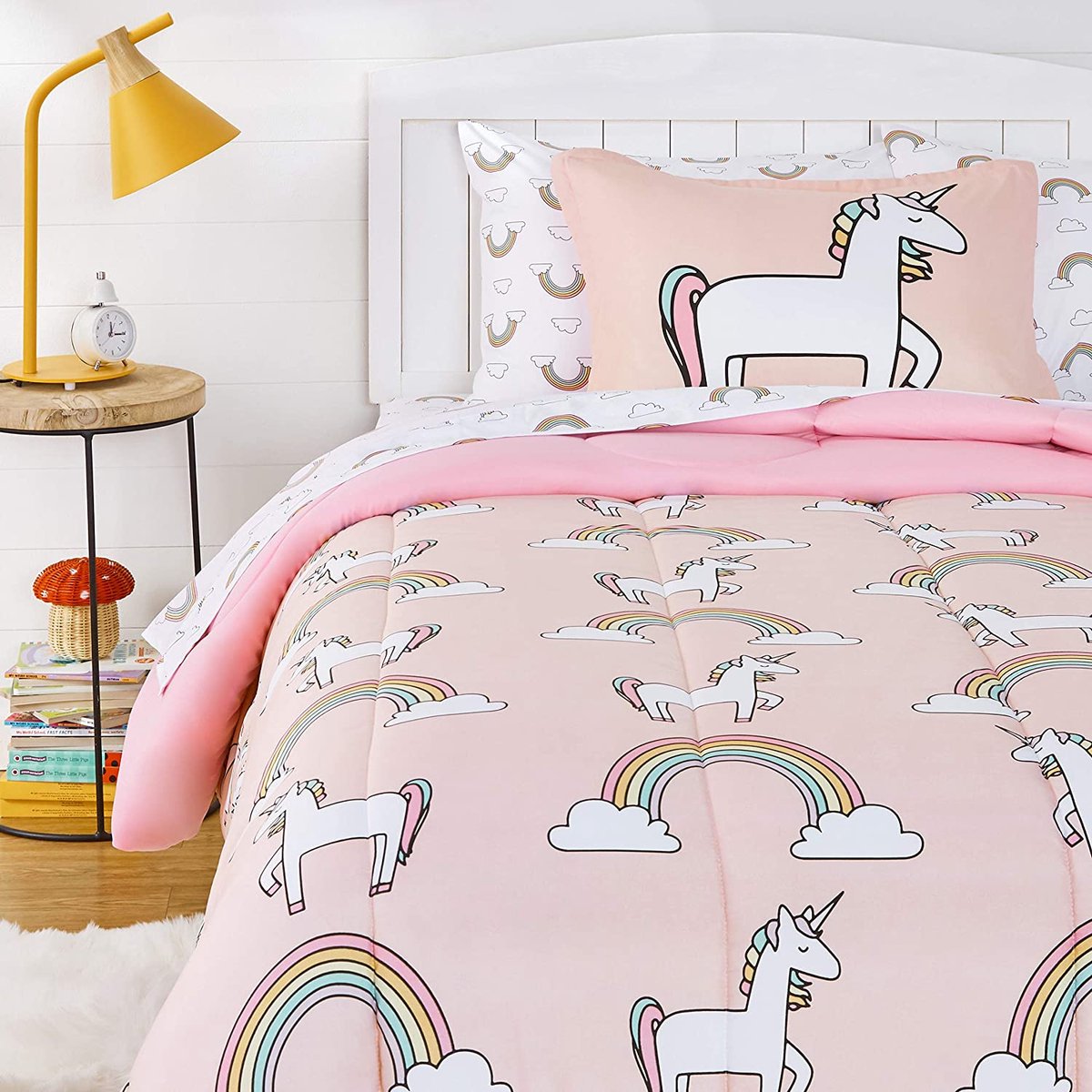 MAZAZU Kinderdekbedovertrek Set - Unicorn Print - Roze