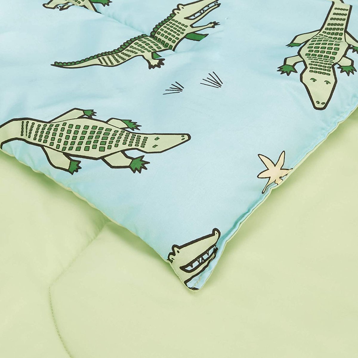 MAZAZU Kinderdekbedovertrek Set - Krokodillen Print - Blauw