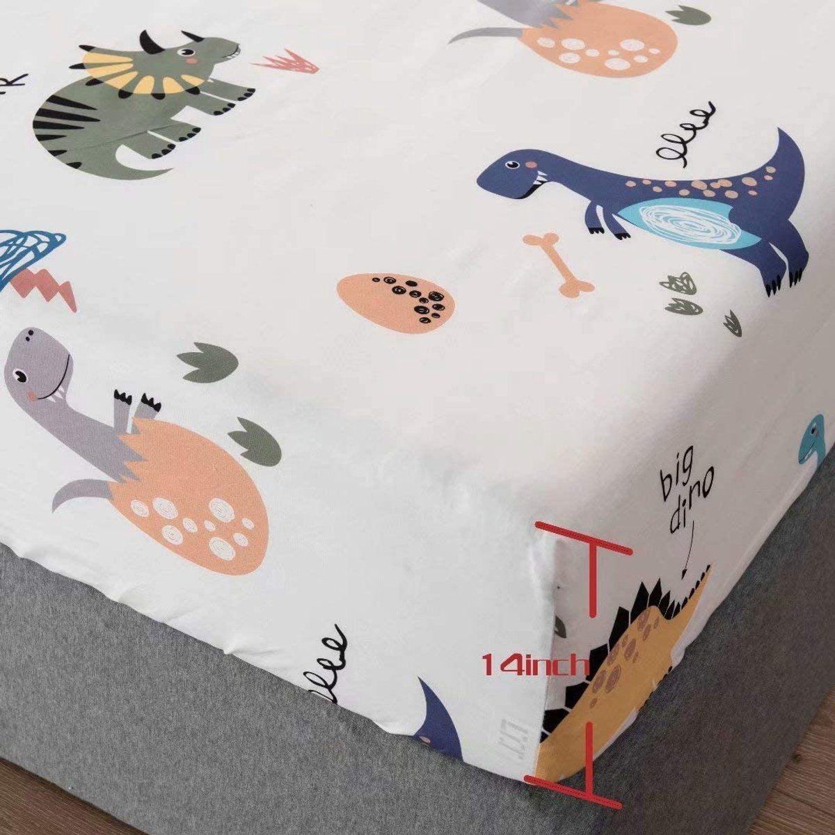 MAZAZU Kinderdekbedovertrek Set - Dinosaurus Print - Blauw