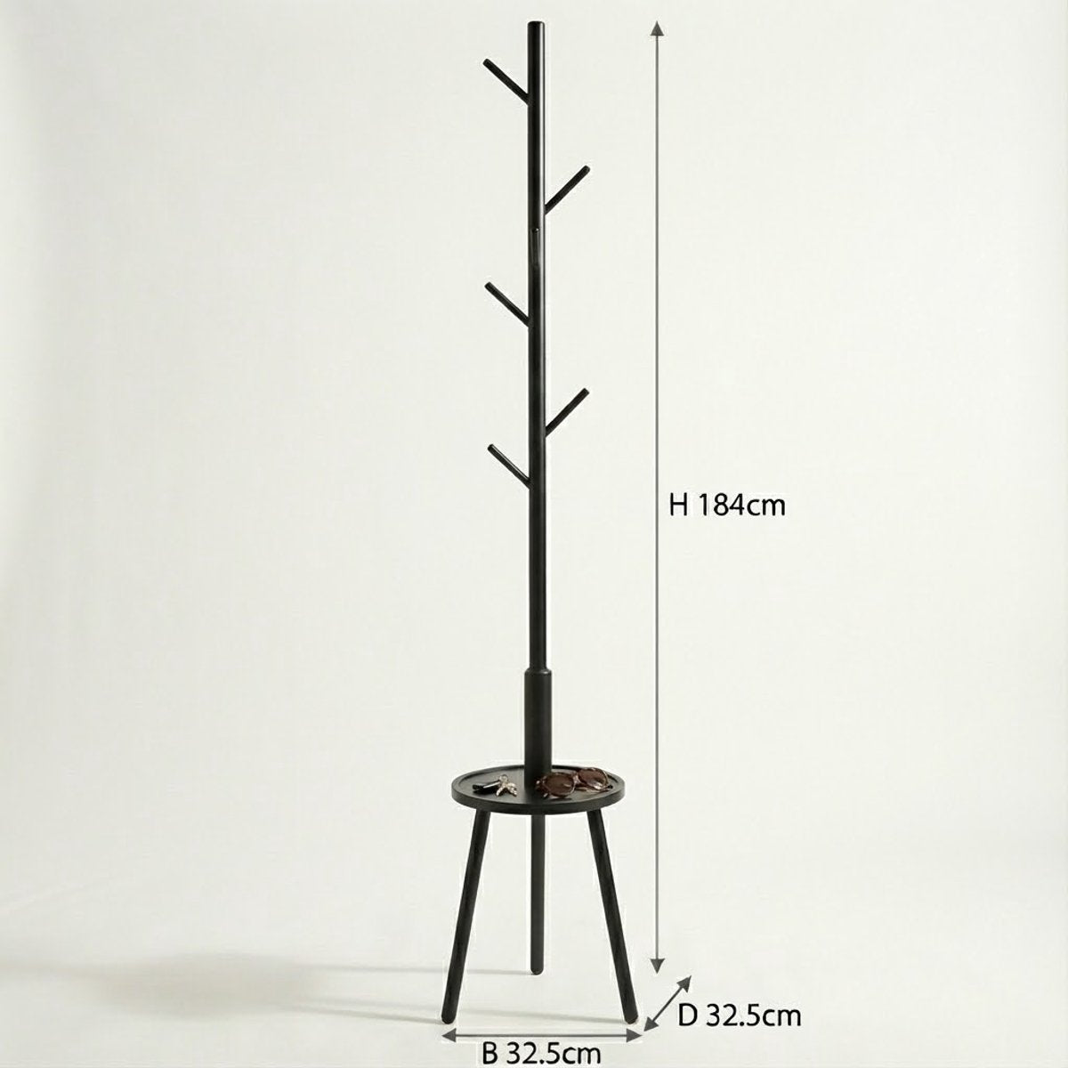 MAZAZU Staande Kapstok Zwart 8 Haken - Quorin
