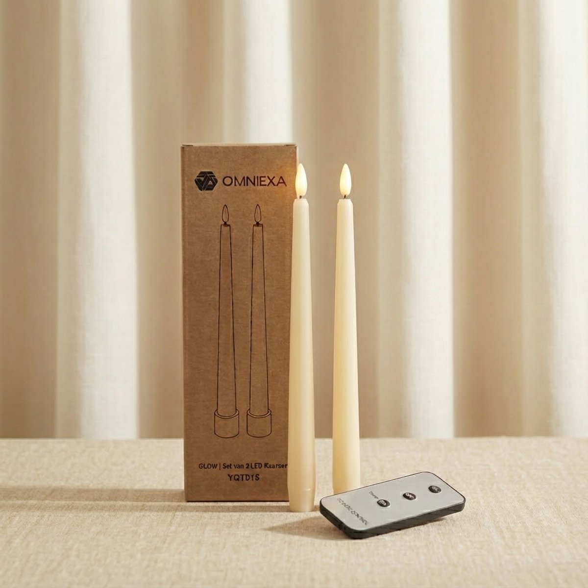OMNIEXA LED Dinerkaarsen Set (2 Stuks) - Glad Design Crème - 28cm