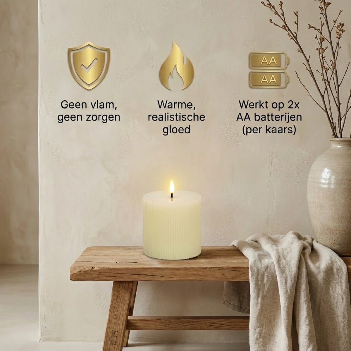 OMNIEXA Glow LED Stompkaars Crème - Ribbed Design - 12cm