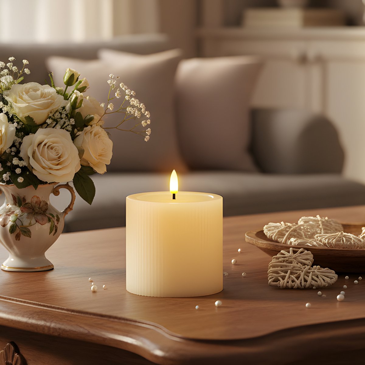 OMNIEXA Glow LED Stompkaars Crème - Ribbed Design - 12cm