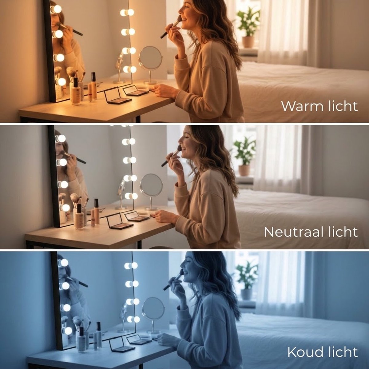 Hollywood Spiegel Zwart LED 58cm