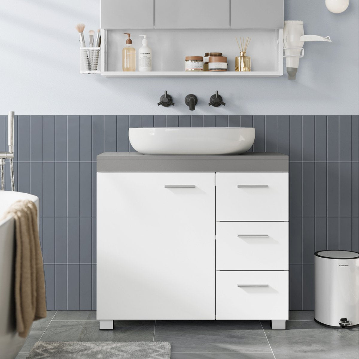 VASAGLE badkamerkast Antraciet Wendyra - 30×70×64cm