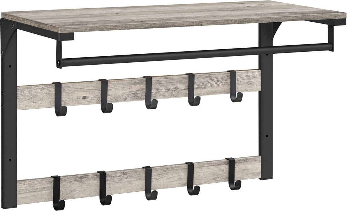 MAZAZU Industriele Wandkapstok Grijs/Zwart Pyralon