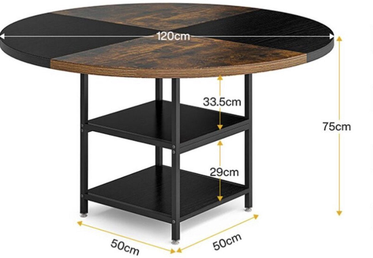 Tribesigns Industrieel ronde Eettafel Joramir