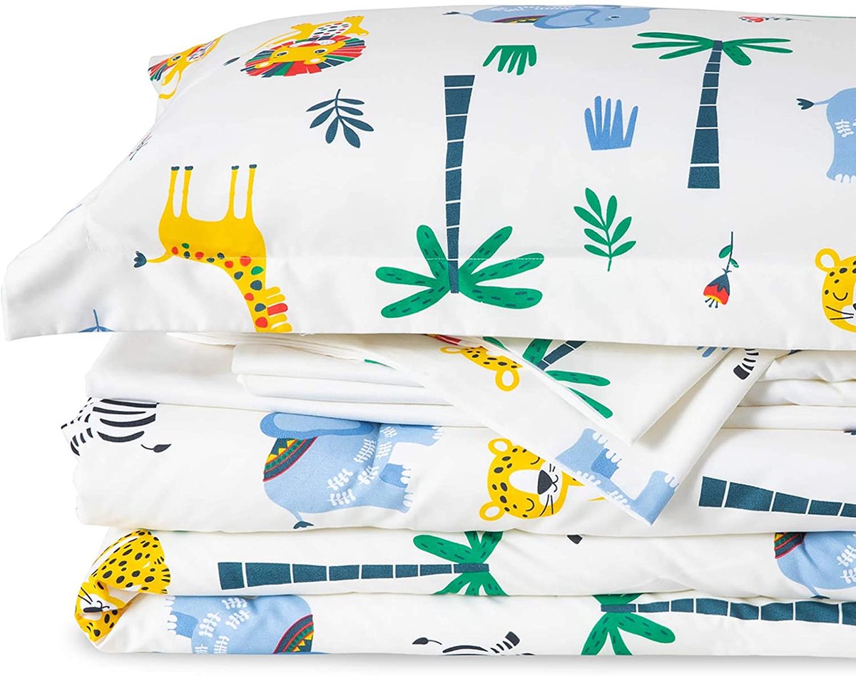 MAZAZU Kinderdekbedovertrek Set - Safari Print - Multikleur