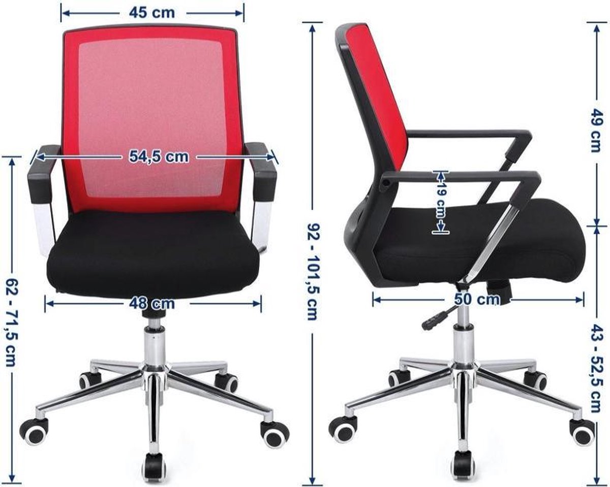 MAZAZU ergonomische Bureaustoel zwart/rood Brisaya