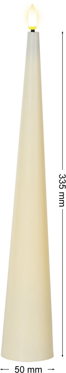OMNIEXA LED Kegelkaars Crème - Glad Cone Design - 33,5cm