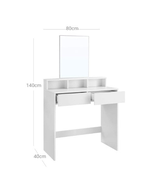 MAZAZU Kaptafel Wit — Spiegel & Lades