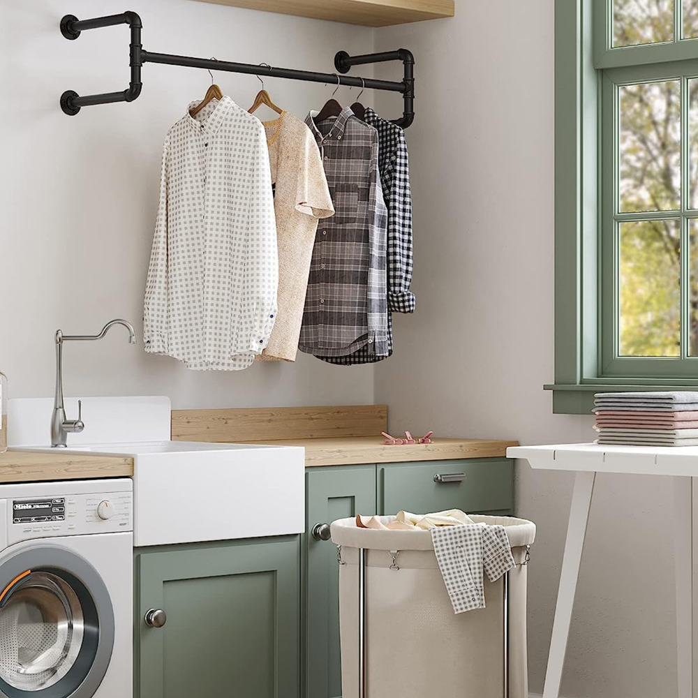 Wandkledingstang Nara 110 cm, zwart