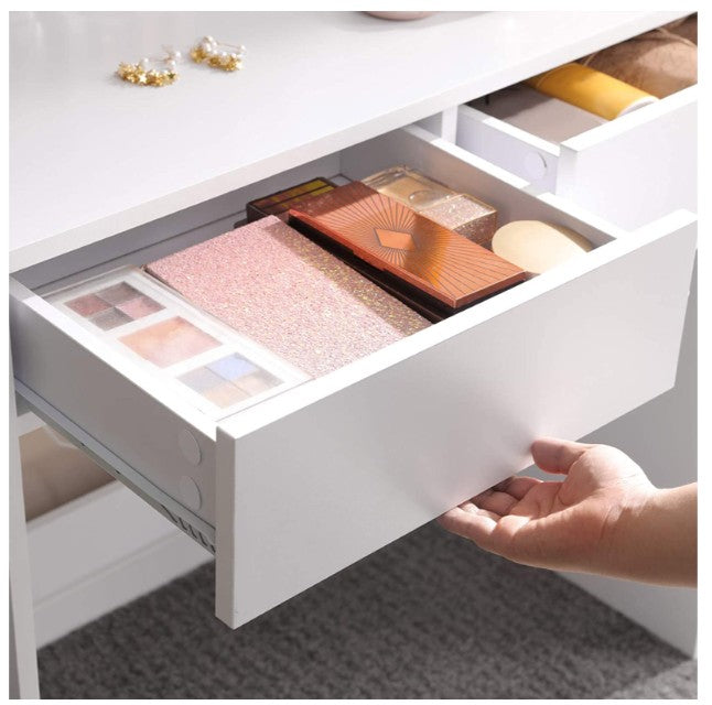 MAZAZU Kaptafel Wit — Spiegel & Lades