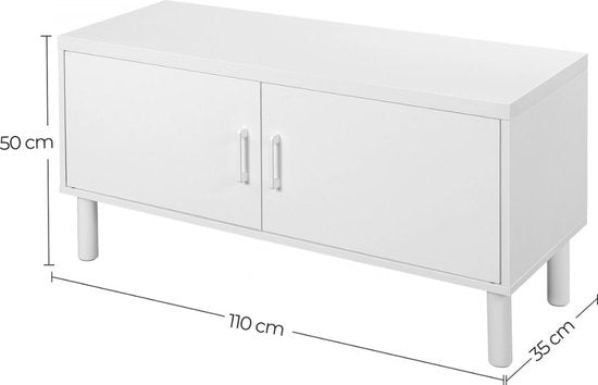 MIRA Home - Schoenenkast - Schoenenkast met dubbele deuren - Wit - 35x110x50