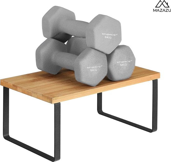 MAZAZU -Keuken Organizer - Opbergplank - Beige - Hout - Kruidenrek - Aanrecht Organizer - Keukenrek - Set van 2 - 29.7 x 19.5 x 15.5 cm