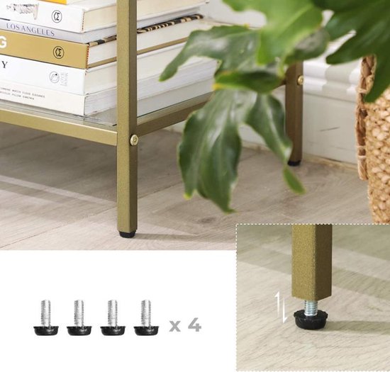 MAZAZU Consoletafel Goud met Glazen Bladen - 100x30x73 cm