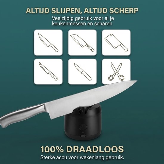OMNIEXA Elektrische Diamant Messenslijper - USB-C Oplaadbaar - Professioneel Slijpen in Seconden