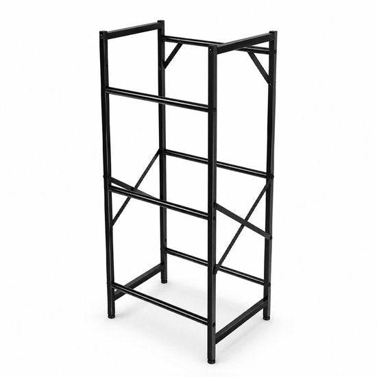 MAZAZU Krattenrek voor 3 Kratten - Drankenrek - Smal Metalen Opbergrek - Zwart - 49x32x108 cm