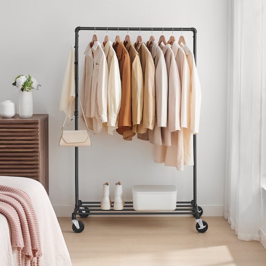 MAZAZU Kledingrek met Haken, Zwart, 100x49x163 cm