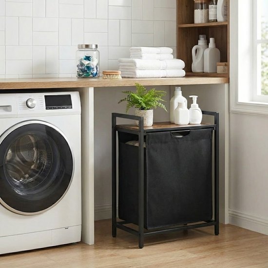 Wasmand Elba met plank, vintage bruin