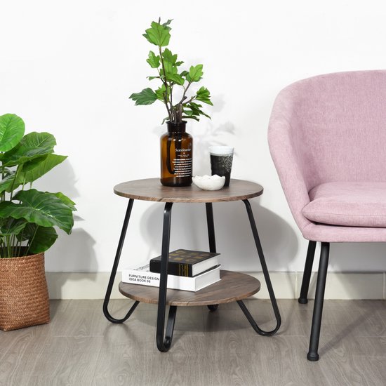Furnish - Bijzettafel - Salontafel - Vintage - Bruin - 46x46x45