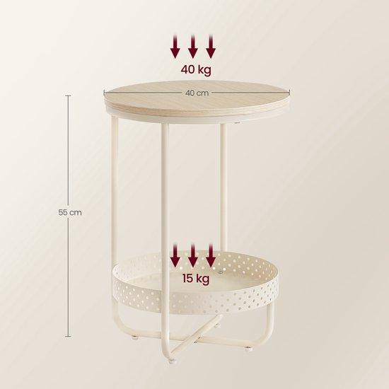 MAZAZU - Bijzettafel - Gebroken wit - Metaal - 40x40x55