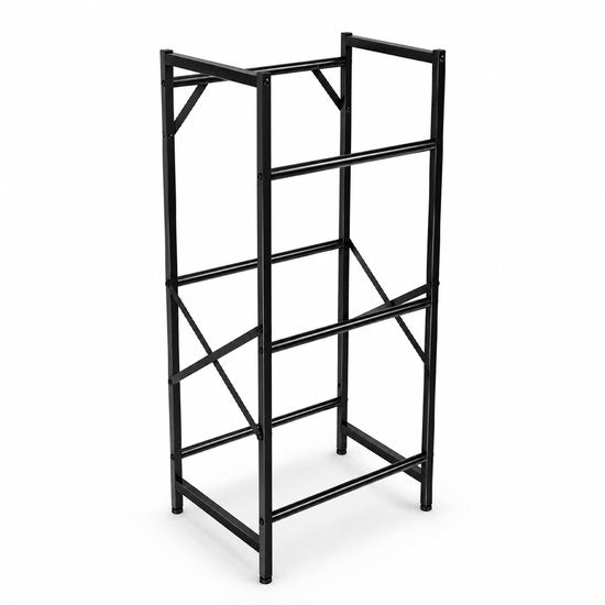 MAZAZU Krattenrek voor 3 Kratten - Drankenrek - Smal Metalen Opbergrek - Zwart - 49x32x108 cm