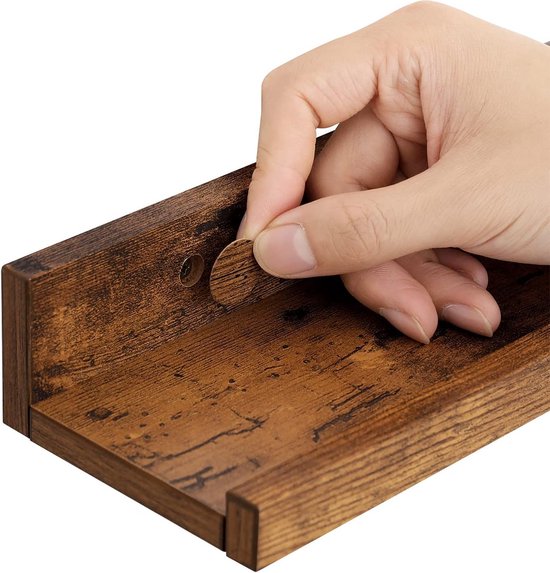 MAZAZU Wandplanken Set 3 Stuks - Vintage Bruin - 38x10cm - Muurplank Industrieel Design