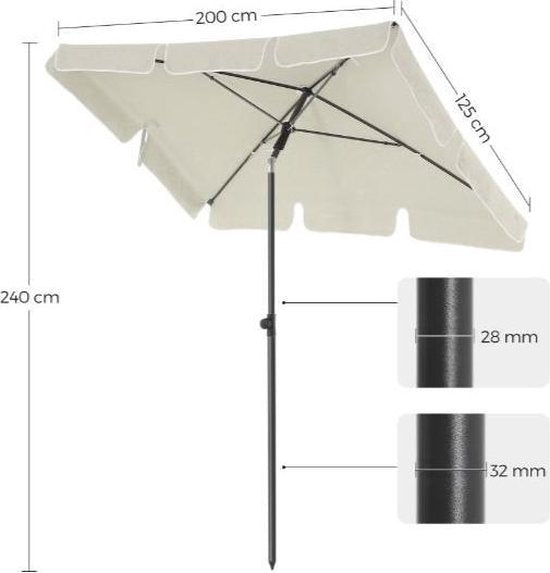MAZAZU Strandparasol - 200x125 cm