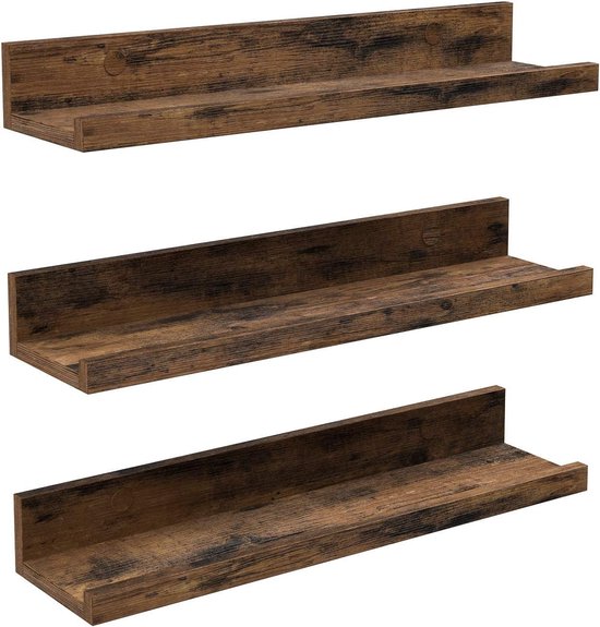 MAZAZU Wandplanken Set 3 Stuks - Vintage Bruin - 38x10cm - Muurplank Industrieel Design