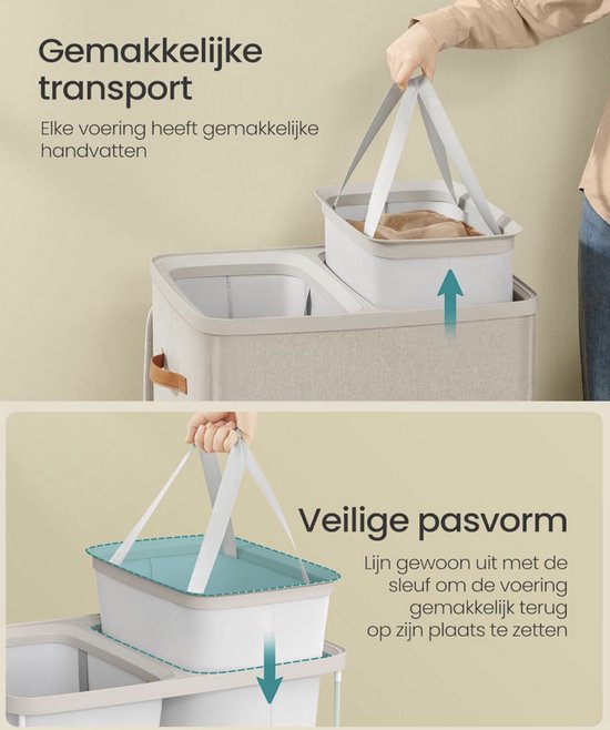 MAZAZU Opvouwbare Wasmand — 170L met Deksel