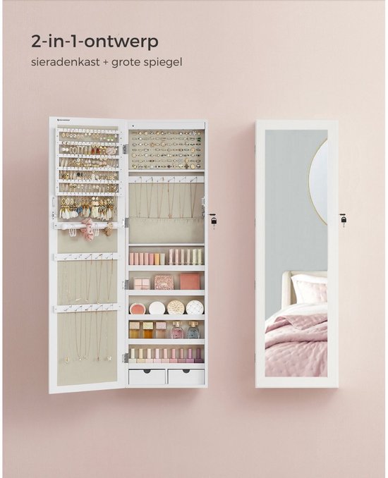 Hangende Sierraadkast met Spiegel - 27.3x5x110